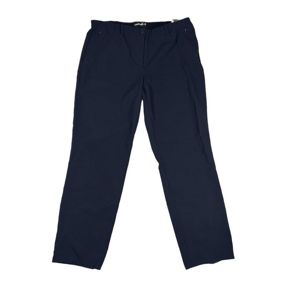 Cambio Womens 14 Sienna Long Dark Navy Blue Trousers Ankle Length Stretch Career - Picture 1 of 9